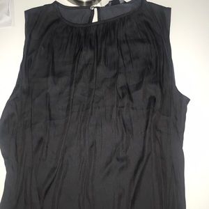 Black satin tank with keyhole back